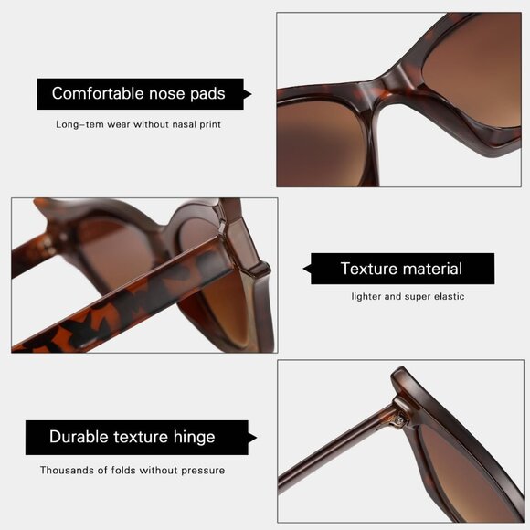 Cat Eye Sunglasses Leopard Women Modern Retro Style Fashion Decorative Bat Shade - Picture 3 of 4